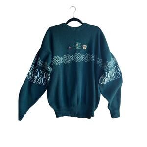 Field Gear Vintage Men's XL Fisherman Grandpa Cabin Sweater Crewneck Dark Green